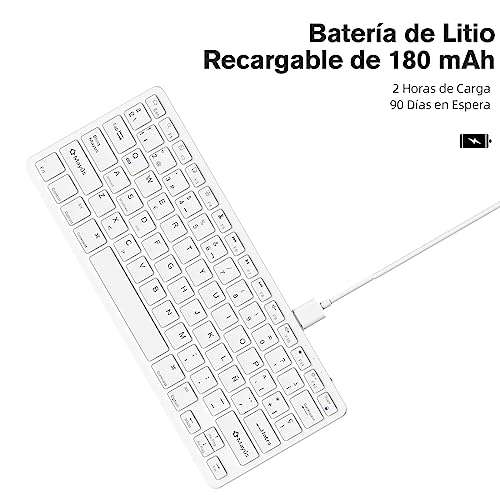 Teclado Bluetooth Teclado Inalámbrico Ultrafino Compatible con iOS/Android/Windows Sistema Teclado Español Recargable