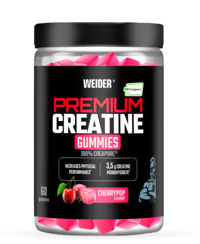 Gominolas de Creatina Weider Creapure Gummies (Bote 60 Gummies, Calidad Creapure, Rendimiento y Fuerza)