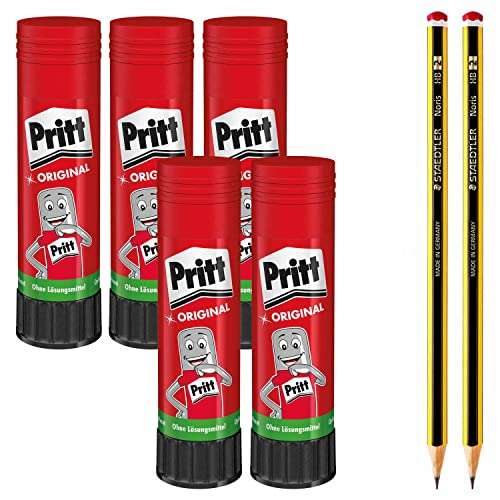Set 5 barras de pegamento Pritt + 2 lápices de alta calidad STAEDTLER Noris