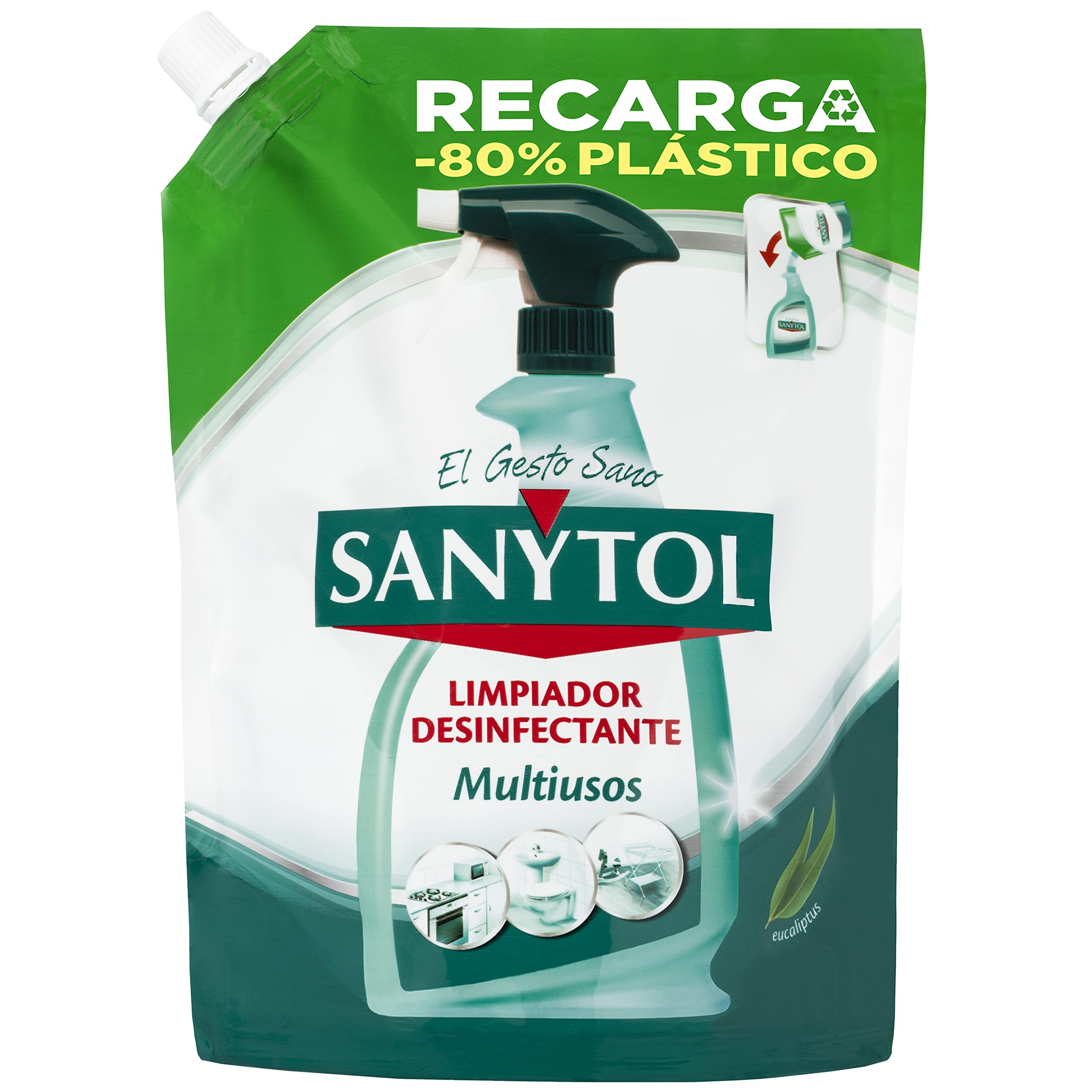 (Precio Final Con Recompensa 1,44€) Sanytol - Eco Recarga Limpiador Desinfectante Multiusos Eucalipto 750 ml