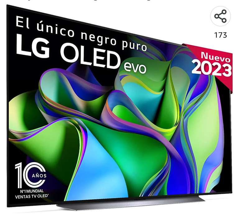 LG OLED83C34LA 83", 4K OLED EVO, Smart TV, webOS23, Procesador Máxima Potencia, Dolby Vision, Dolby Atmos, Gaming