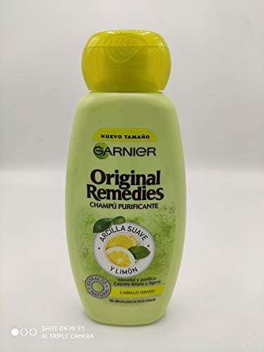 Garnier Original Remedies - Champú con Arcilla Suave y Para Pelo Graso, Multi, Limón, 300 Mililitros