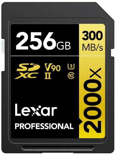 Lexar Professional 2000x Tarjeta SD 256GB, SDXC UHS-II hasta 300MB/s de Lectura, para DSLR, cámaras de Video en Calidad de Cine