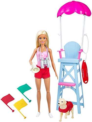 Barbie Socorrista Muñeca rubia con silla de vigilancia de playa