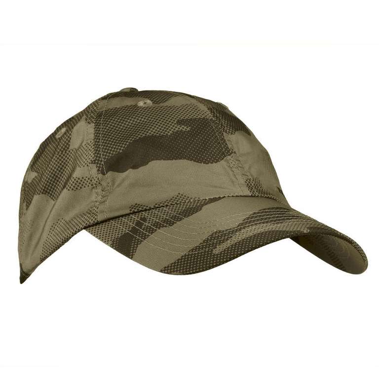 Gorra de caza Solognac para adultos en camuflaje verde - Ligera y transpirable