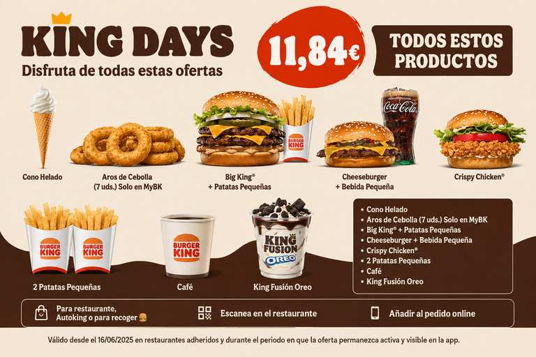 Imagen de Burger King Menú por 10.9€ (11
