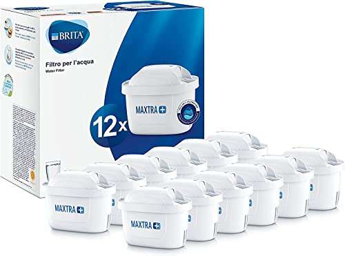 BRITA MAXTRA+ Pack 12 cartuchos de filtro de agua, compatible con jarras filtrantes BRITA
