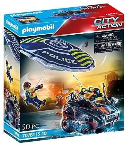PLAYMOBIL City Action 70781 Paracaídas de policía: Persecución del Vehículo Anfibio, Flotante