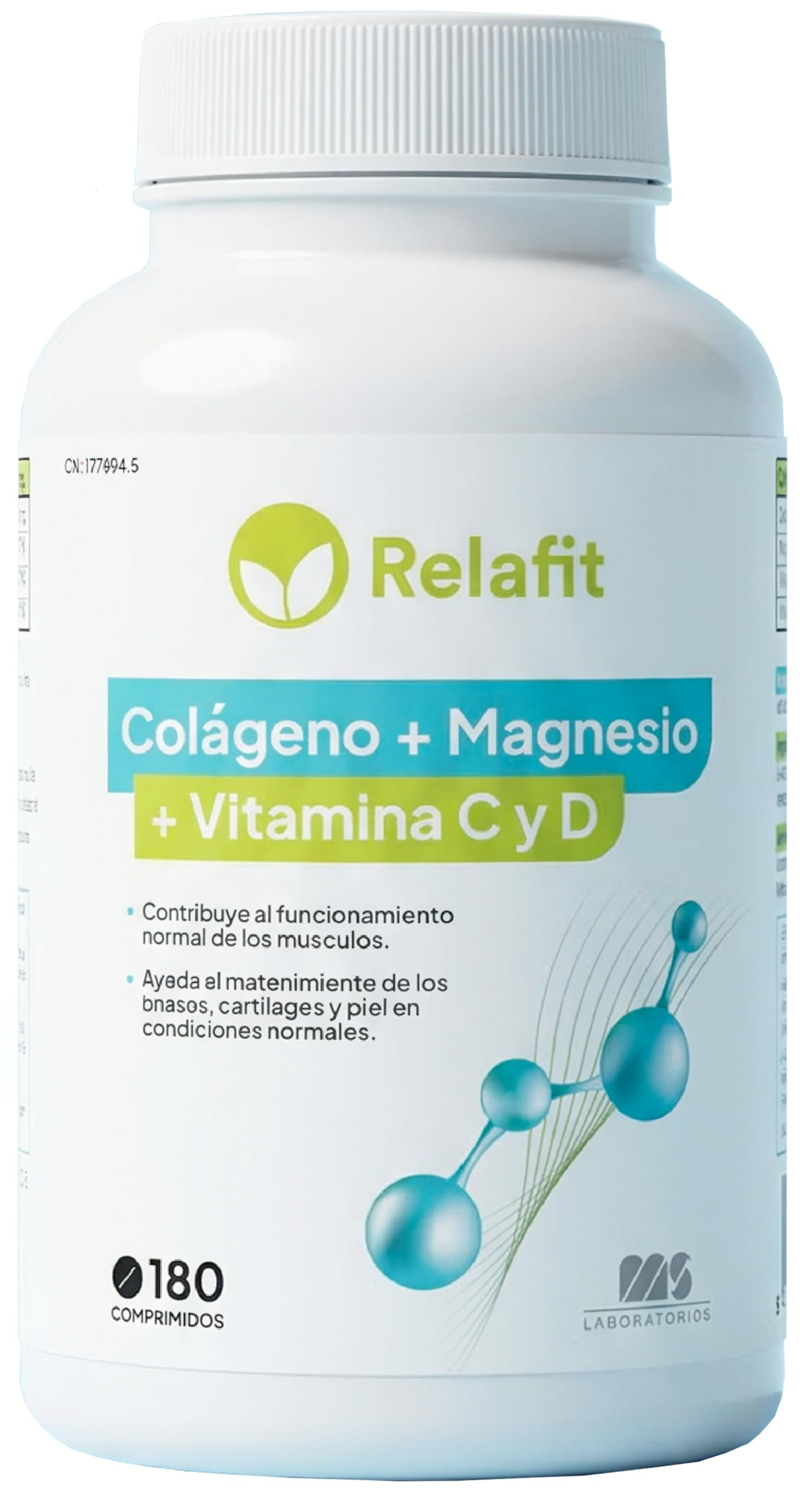 Colágeno hidrolizado con Magnesio y Vitaminas C y D – 180 Comprimidos | Articulaciones y Músculos Fuertes, Energía Suministro de 1 mes