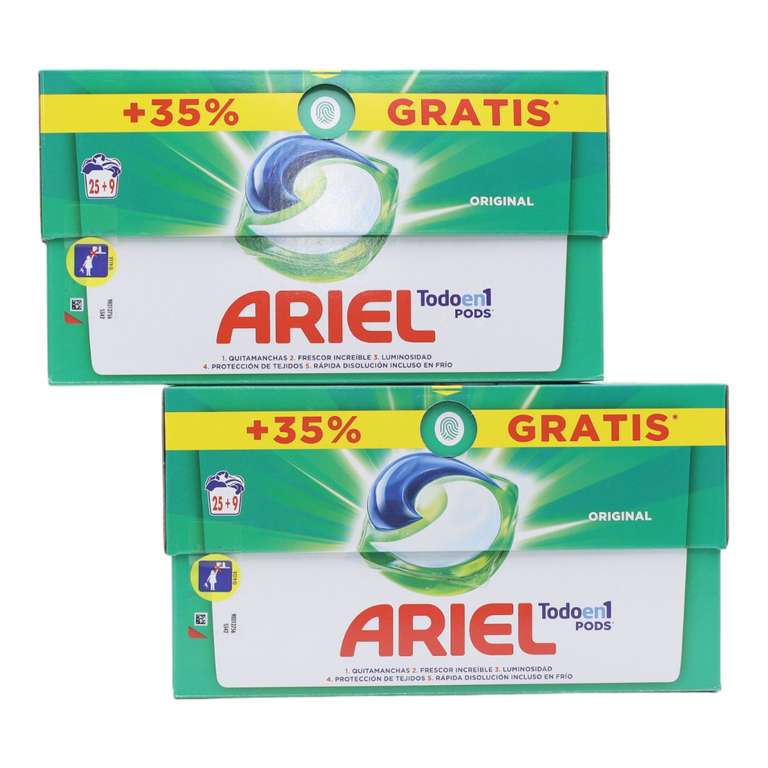 ARIEL All-in-1 Pack de 2 cajas de Detergente 25+9 Pods [8'72€ PRECIO PRIMERA COMPRA]