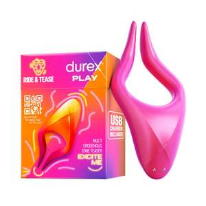 Durex Vibrador Estimulador Multi Uso RIDE & TEASE, Juguete Sexual para Mujer, Hombre y Pareja