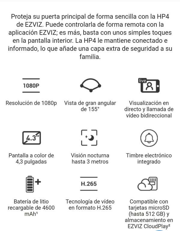 Mirilla wifi digital EZVIZ HP4