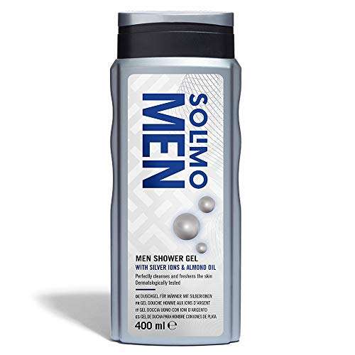 Amazon - Solimo Gel de ducha para hombre con iones de plata y aceite de almendra- Paquete de 6 (6 Botellas x 400 ml)