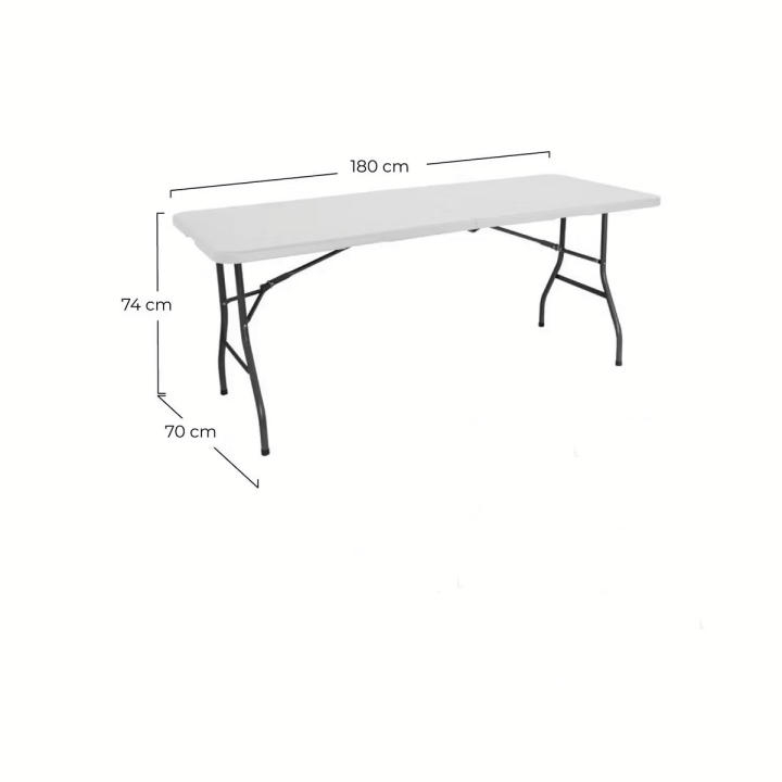 Mesa Plegable Resina Reforzada Nyana Home 180x74x74cm | Camping, Jardín y Eventos | Acero y Pies Antideslizantes | Carga Hasta 150kg