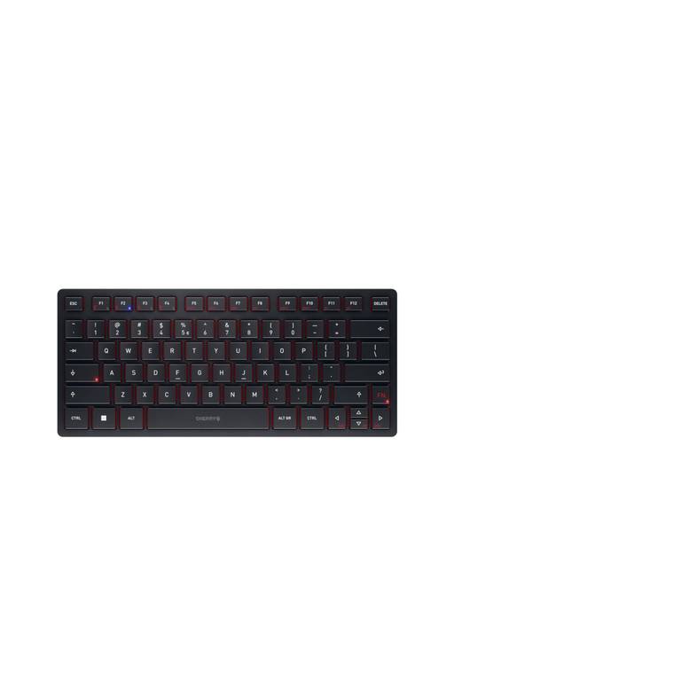 CHERRY KW 9200 MINI, Teclado Compacto Multidispositivo hasta 4 Dispositivos, Teclado (QWERTY), Bluetooth, 2.4 GHz, Cable, Recargable, Negro