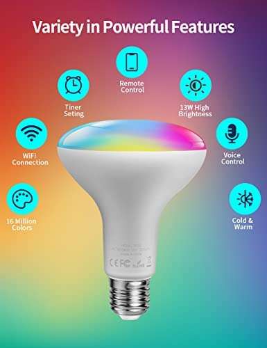 Pack de 2 bombillas E27 LED RGB 13w compatible con Alexa y Google
