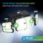 2 x Luz Solar Exterior 305 LED, Foco Solar Exterior, Sensor de Movimiento, IP65, 3 Modos de Iluminación, Rango de Radiación de 270°,1800mAh
