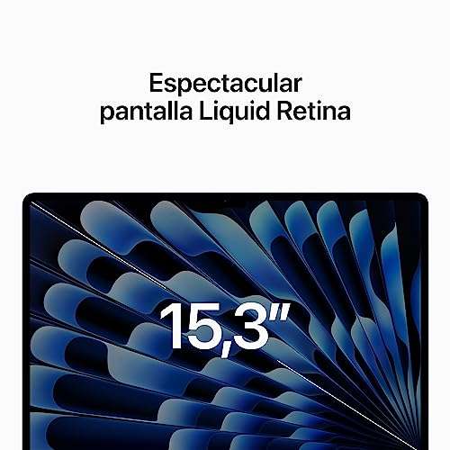 Apple 2023 MacBook Air portátil con Chip M2: Pantalla Liquid Retina de 15,3 Pulgadas, 8GB de RAM, 256 GB de Almacenamiento SSD