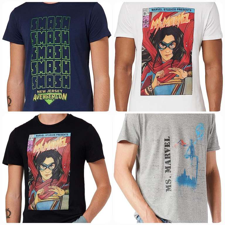 Camisetas Marvel (4 modelos con licencia oficial, tallas de XS a 3XL)