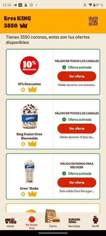 Dos helados Oreo gratis+3500 coronas canjeables por hamburguesa!! (desde la app)