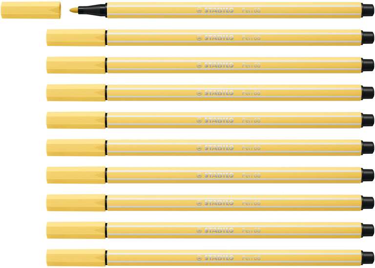 Rotulador premium STABILO Pen 68 - Caja con 10 unidades - Color amarillo claro