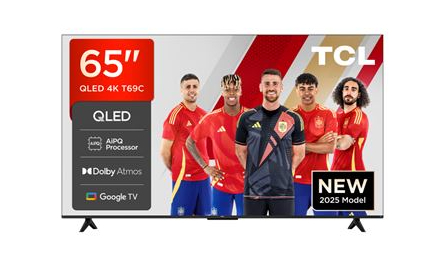 Smart TV TCL 65" QLED 65T69C 4K UHD (AiPQ, Dolby Vision, Atmos, HDR10+, Google TV, HDMI 2.1, Game Master, marco metálico, en Fnac)