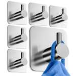 6 Ganchos Adhesivos Para Pared, Acero Inoxidable
