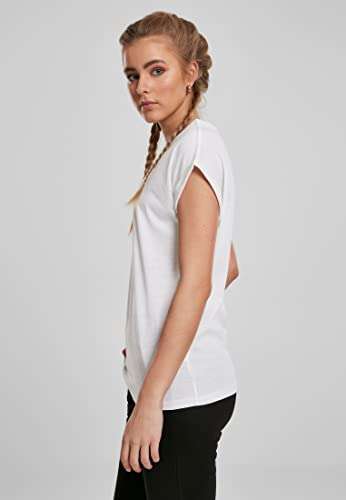 URBAN CLASSICS Set de 2 Camisetas de Mujer con Manga Corta, Camiseta de cuello redondo de algodón con mangas enrolladas