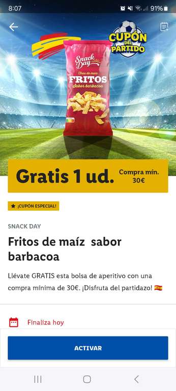Promoción Lidl Plus: Fritos de maíz de regalo con tu compra de 30€.