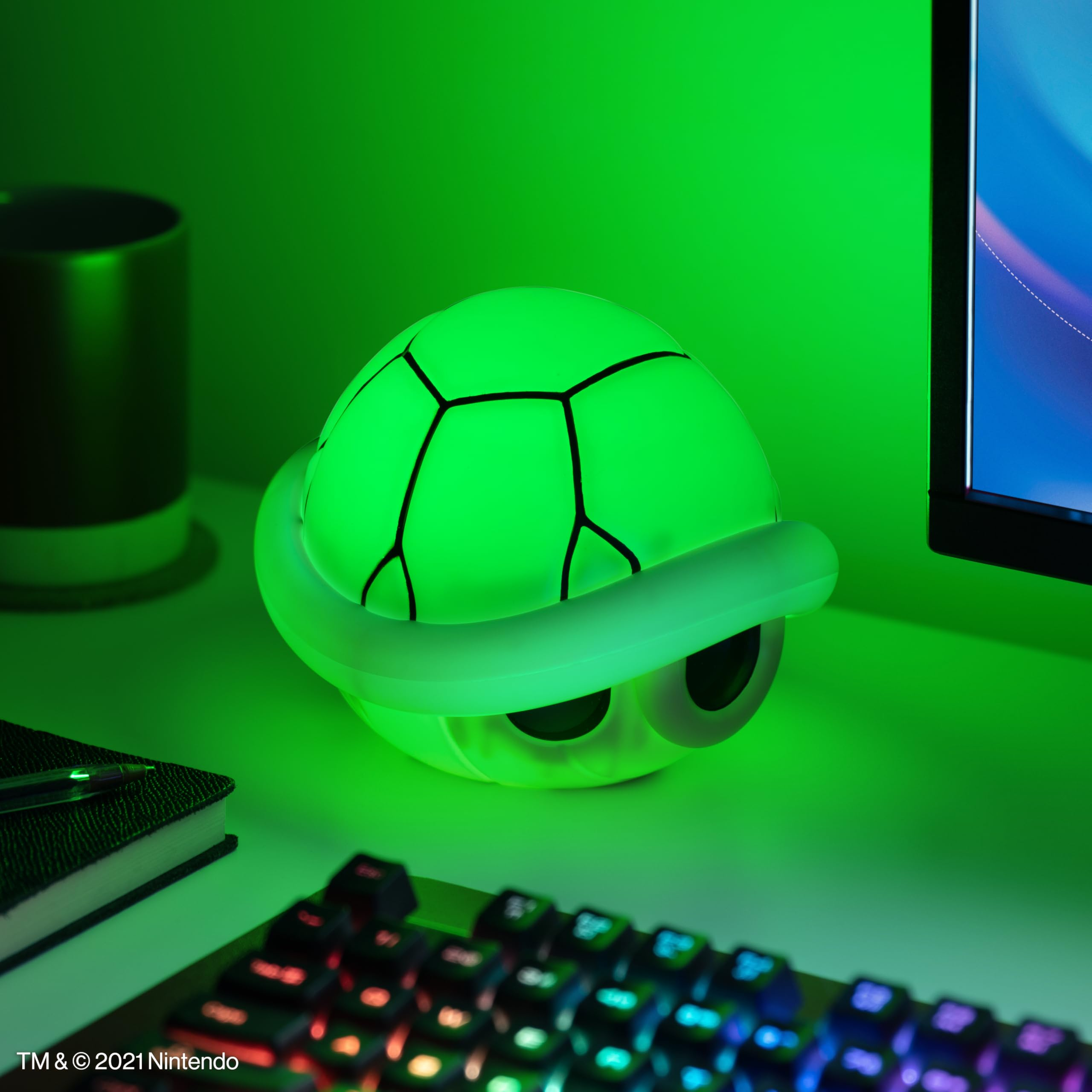 Paladone Lámpara Super Mario Bros Green Shell con sonido | Funciona con pilas, producto oficial de Nintendo