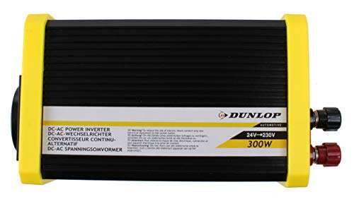 Dunlop 99627 Inversor 24V 300 W, Negro/Amarillo, 6 x 10 x 18.6 Cm