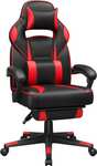 Silla Gaming Ergonómica con Reposapiés | Respaldo Reclinable, Soporte Lumbar y Reposacabezas, Negro y Rojo