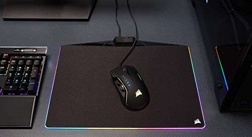 Corsair MM800 RGB Alfombrilla de ratón para juego 15 zonas RGB, superficie paño, tela, Tamaño Medio, Negro