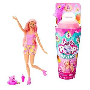 Barbie Pop! Reveal Serie Frutas Sandía Muñeca Que Revela Sus Colores con Vaso, Incluye Ropa, Mascotas y Accesorios Sorpresa, Juguete