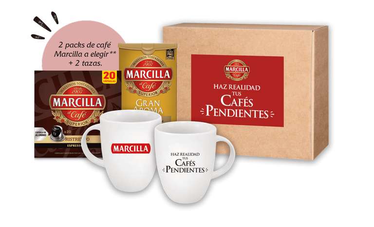 Lote Marcilla (2 tazas + 2 packs de café Marcilla a elegir) de regalo comprando 3 productos Marcilla [solo los 1000 primeros]
