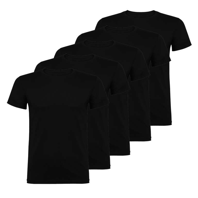PACK 5 Camisetas negras básicas 100% Algodón