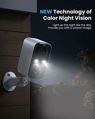 Cámara Vigilancia WiFi Exterior Solar,Visión Nocturna en Color,Batería Incorporada,Detección Humana PIR,Audio Bidireccional,IP66
