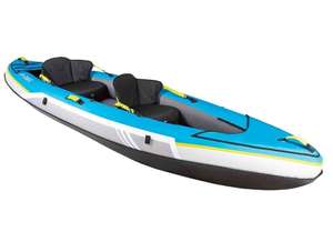 Kayak hinchable para 2 personas con 3 cámaras de aire 340 x 103 cm, con 2 remos de 230 cm cada uno.