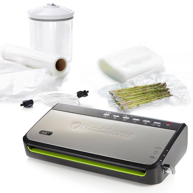 Foodsaver Envasadora al Vacío con almacenamiento de rollos integrado | Incluye bolsas selladoras al vacío surtidas