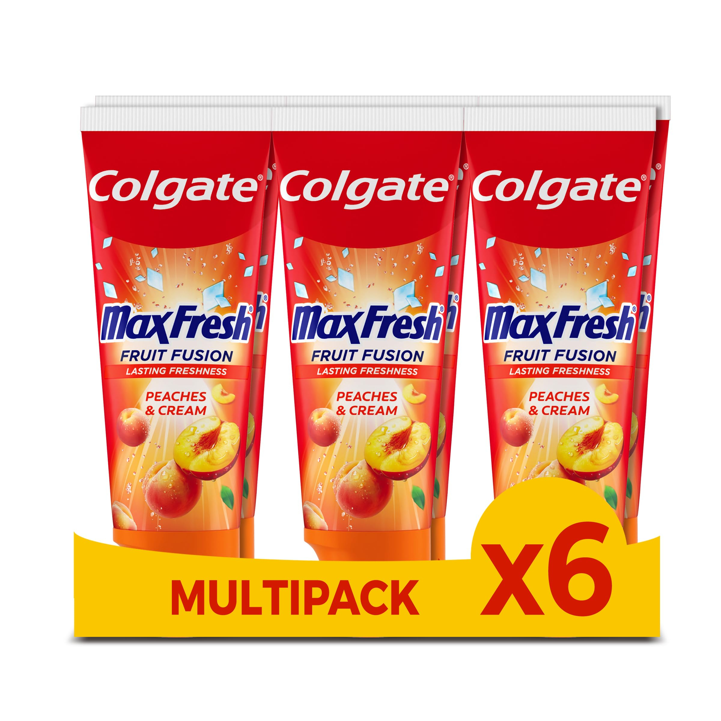 Pack 6 Colgate Max Fresh Fruit Fusion Melocotón, Pasta de Dientes, 6x75 ml