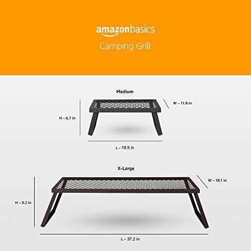 Amazon Basics - Parrilla plegable de alta resistencia para hoguera