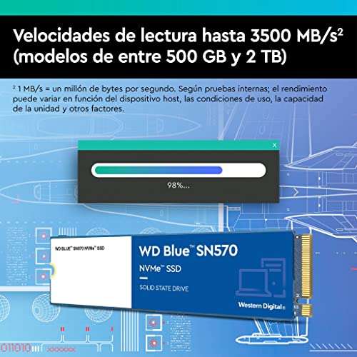 WD_BLUE SN570 500GB M.2 2280 PCIe Gen3 NVMe up to 3500 MB/s (1TB 49,99)
