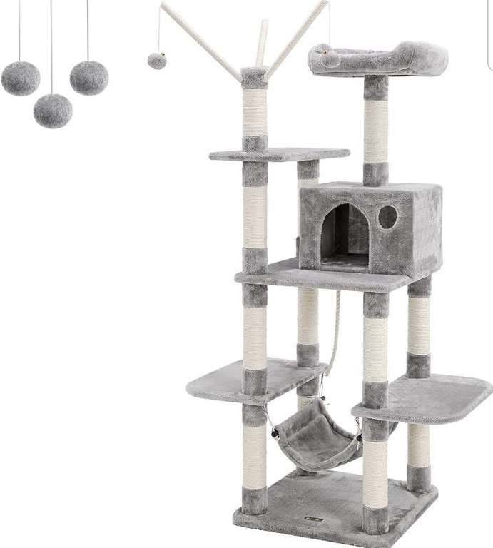 Rascador para gatos color gris claro 154cm alto