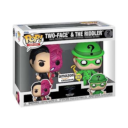 Funko Pop! Heroes: Batman - Two-Face - (1995) - 2 Pack Two Face & Riddler - (Glow) - DC Comics - Exclusiva Amazon