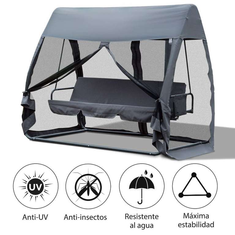 Balancin de jardin convertible en cama con mosquitera