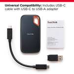 SanDisk Extreme SSD portátil de 1 TB - NVMe, USB-C, cifrado por hardware, hasta 1050MB/s, resistente al agua y al polvo, Color Negro