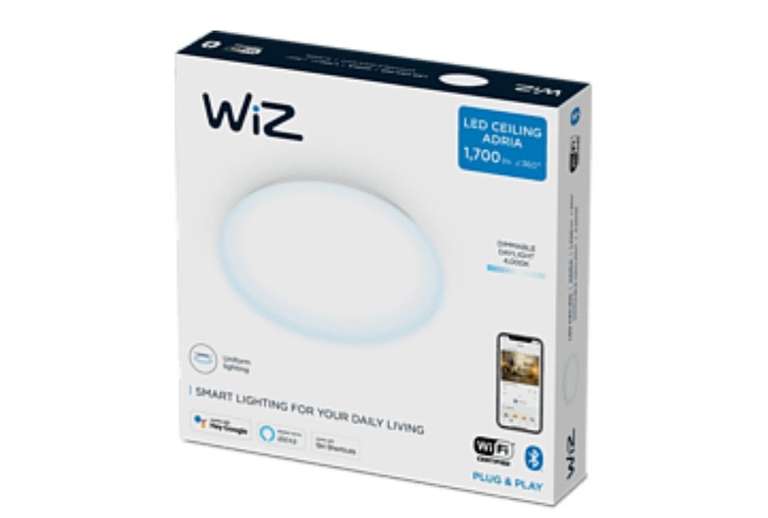 Lámpara inteligente - WiZ Adria 17W 1700lm, Plug & Play, Blanca fría, WiFi, Control voz, Tecnología SpaceSense