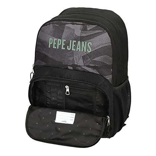 Pepe Jeans Davis Mochila Escolar Doble Compartimento Negro 32x45x16 cms Poliéster 21,6L