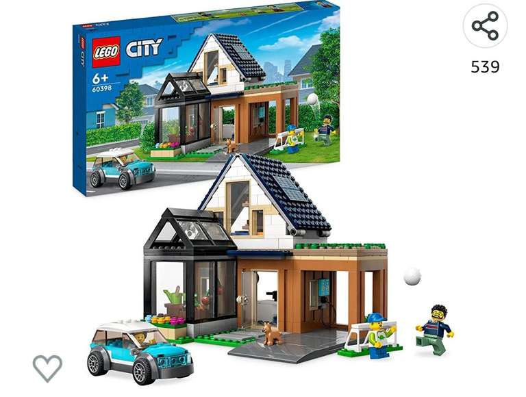LEGO 60398 City Casa Familiar y Coche Eléctrico, Kit Modelo Modular de Casa Moderna de Muñecas para Construir con Coche de Juguete
