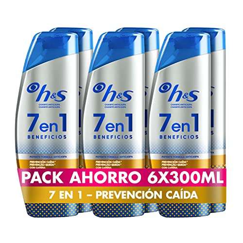 H&S 7en1 Champu Anticaida Hombre - 7 beneficios en una botella - x6 300ml